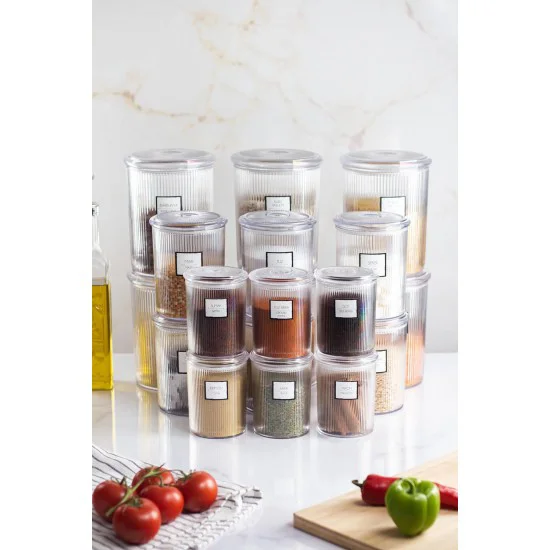 18'li Barok Yuvarlak 3 Boy Kavanoz Seti & Erzak Saklama Kabı (6*2000 ML, 6*1000 ML, 6*500 ML)