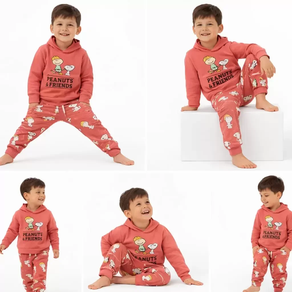 Northcity 2-5 Yaş Kapşonlu Baskılı Çocuk Takımı - Anti-allerjik, 