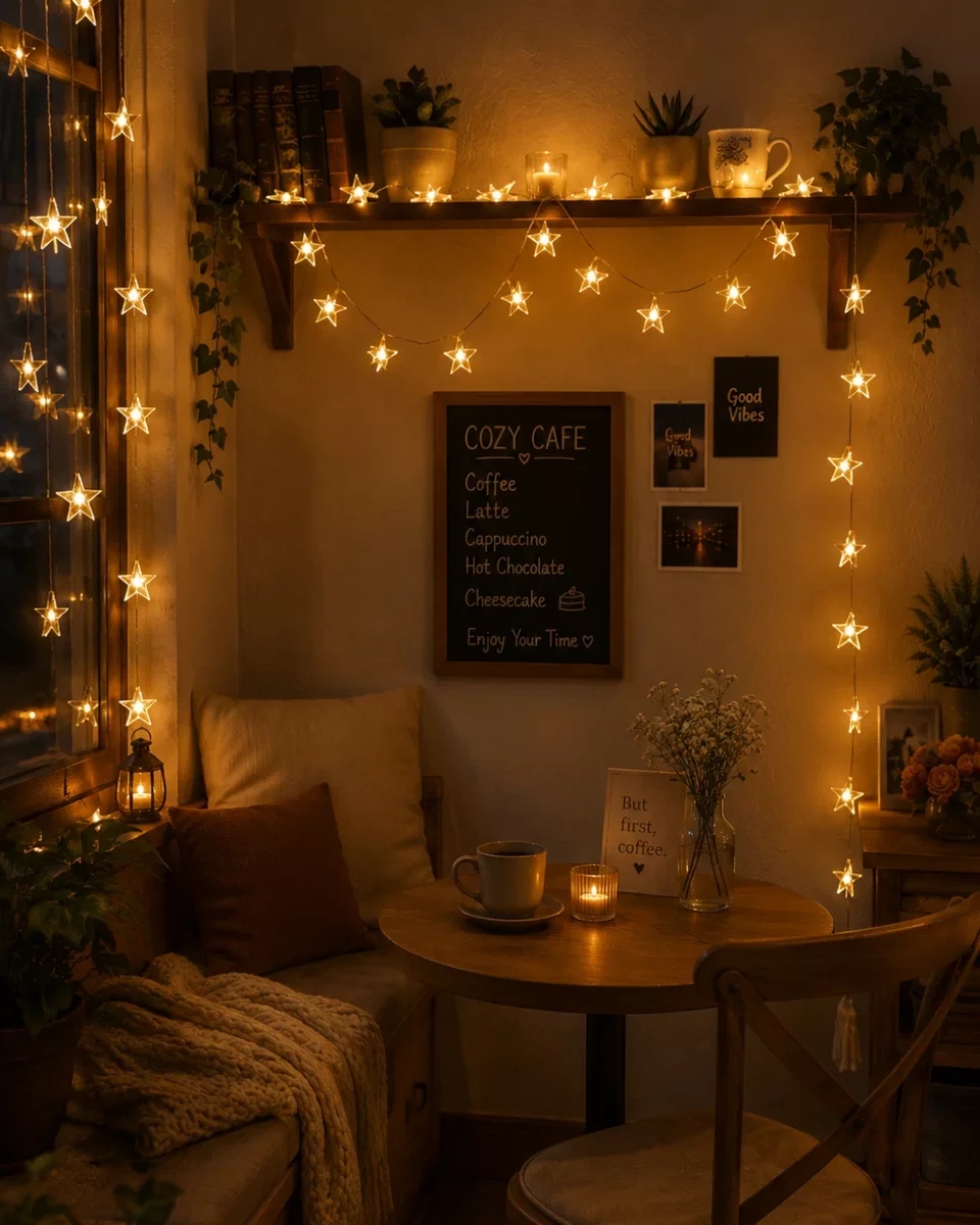 20 LED Yıldız Işık Zinciri Güneş Işığı Beyaz Dekoratif Süs Lambası