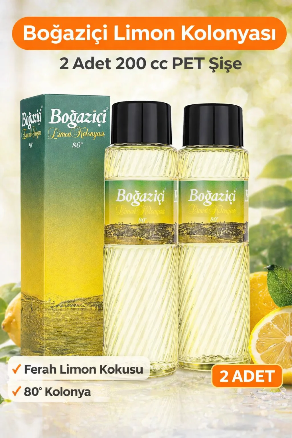 Northcity 200 cc Limon Kolonyası - 80° Pet Şişe, 2 Adet - Ferahla