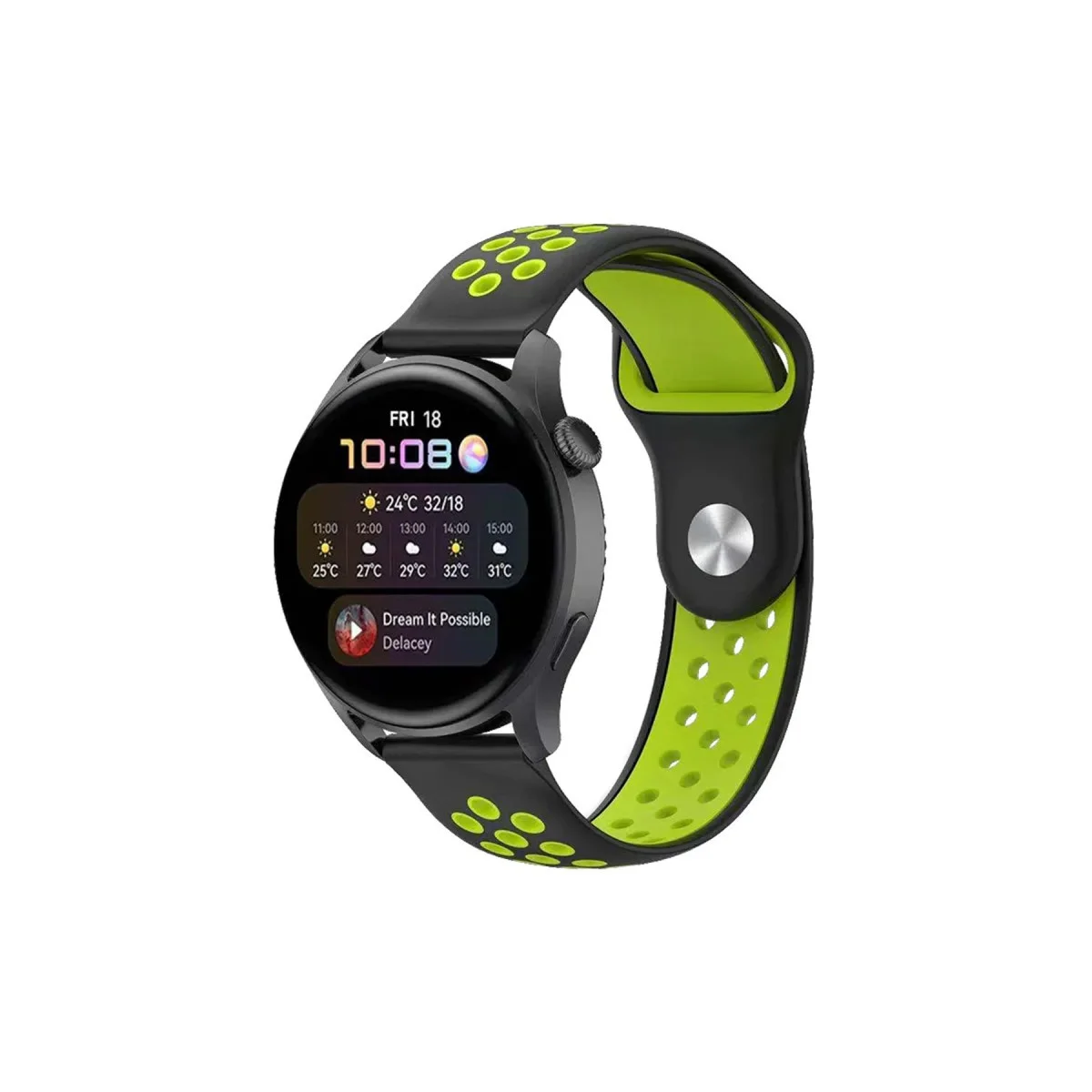 Northcity 20mm Spor Delikli Kordon Siyah Yeşil - Modern ve Dayanıklı Aksesuar