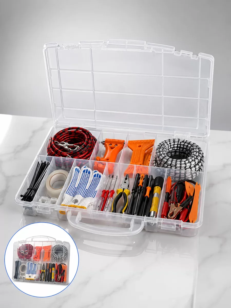 27 Parça Profesyonel Oto Acil Durum ve Araç Yardım Ekipman Seti - Taşıma Kutulu