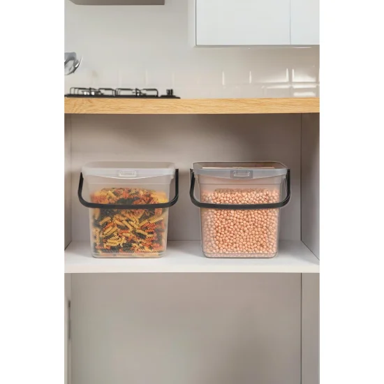 2’li Multibox Erzak Saklama Kabı 6 Lt Şeffaf - Kuru Gıda Düzenleyici Set