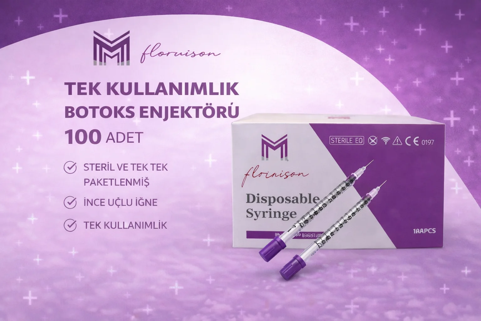 Northcity 30G x 8mm 1ml Tek Kullanımlık Botoks Enjektörü 100 Adet
