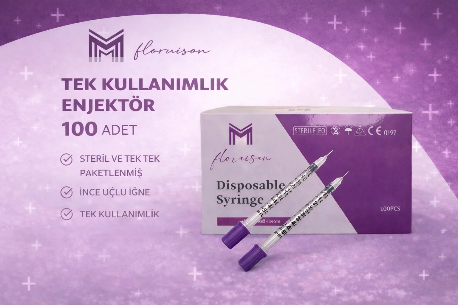 Northcity 30G x 8MM 1 ML Hassas Uçlu İnsülin Enjektörü - Tek Kull