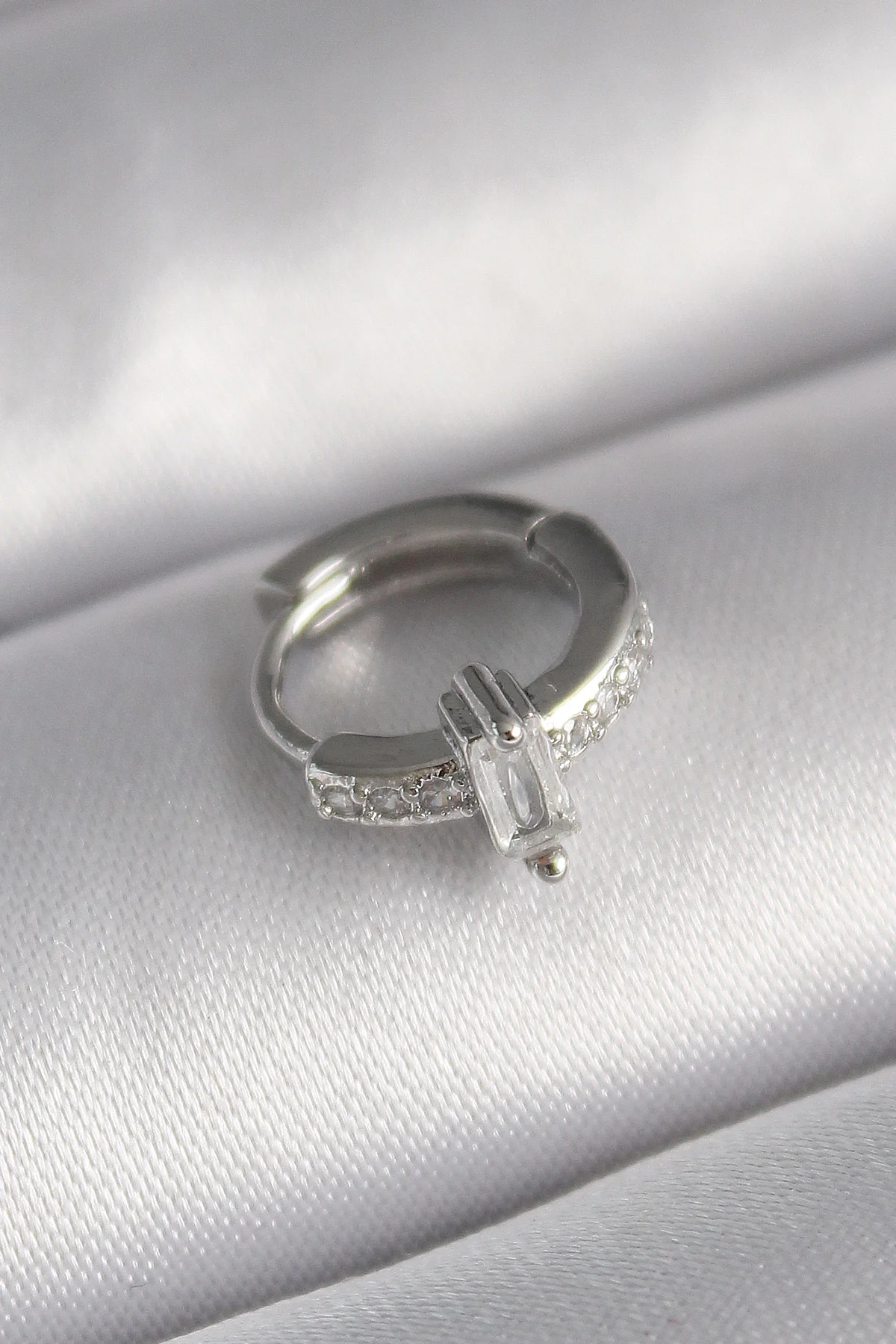 Northcity 316L Çelik Gümüş Zirkon Taşlı Tragus Piercing - 6mm 1.2