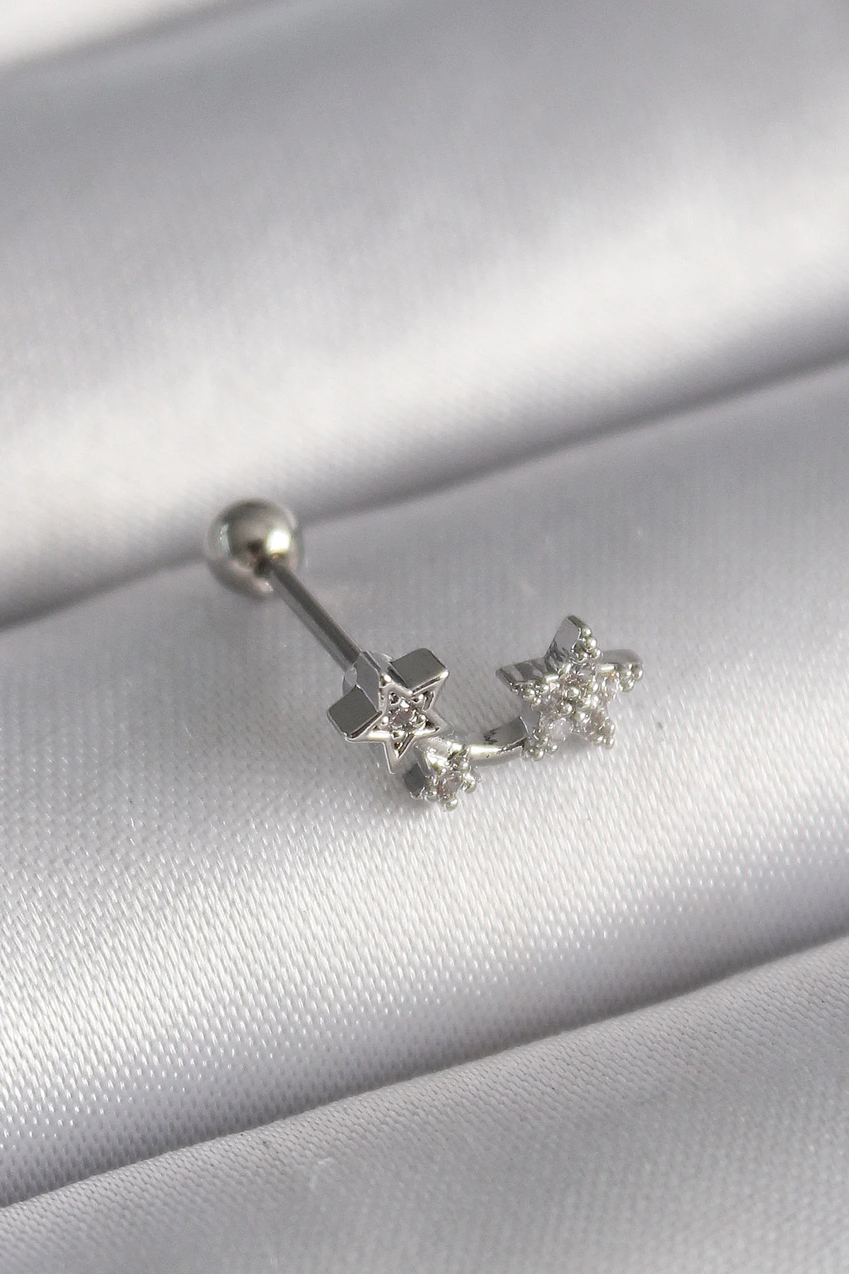 Northcity 316L Çelik Gümüş Renk Zirkon Taşlı Yıldız Tragus Pierci