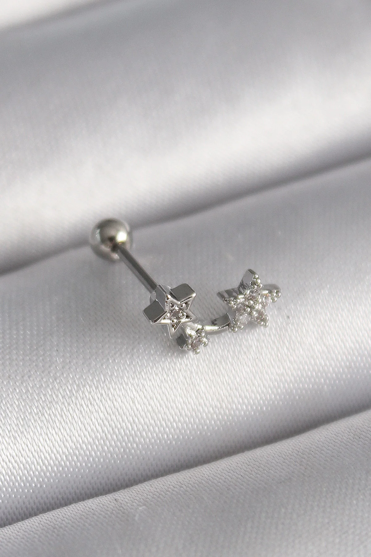 Northcity 316L Çelik Gümüş Renk Yıldız Tragus Piercing - Zirkon T