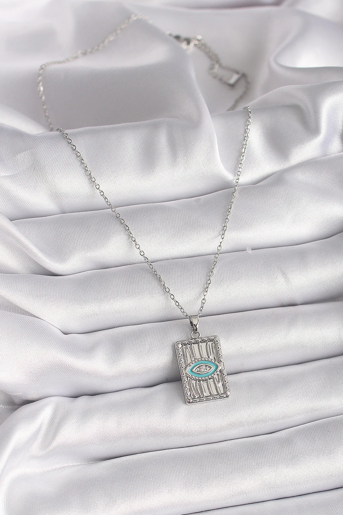 Northcity 316L Çelik Gümüş Renk Zincirli Madalyon Kolye - Paslanm