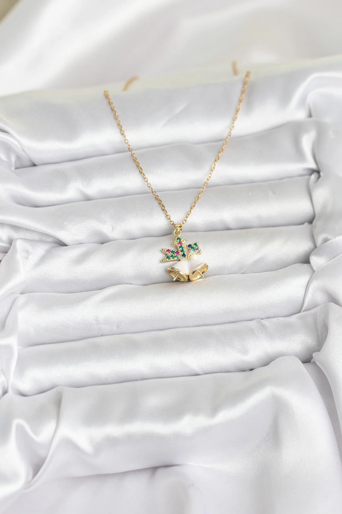 316L Paslanmaz Gold Kolye - Yılbaşı Temalı Bell Model Kadın Kolyesi 45cm