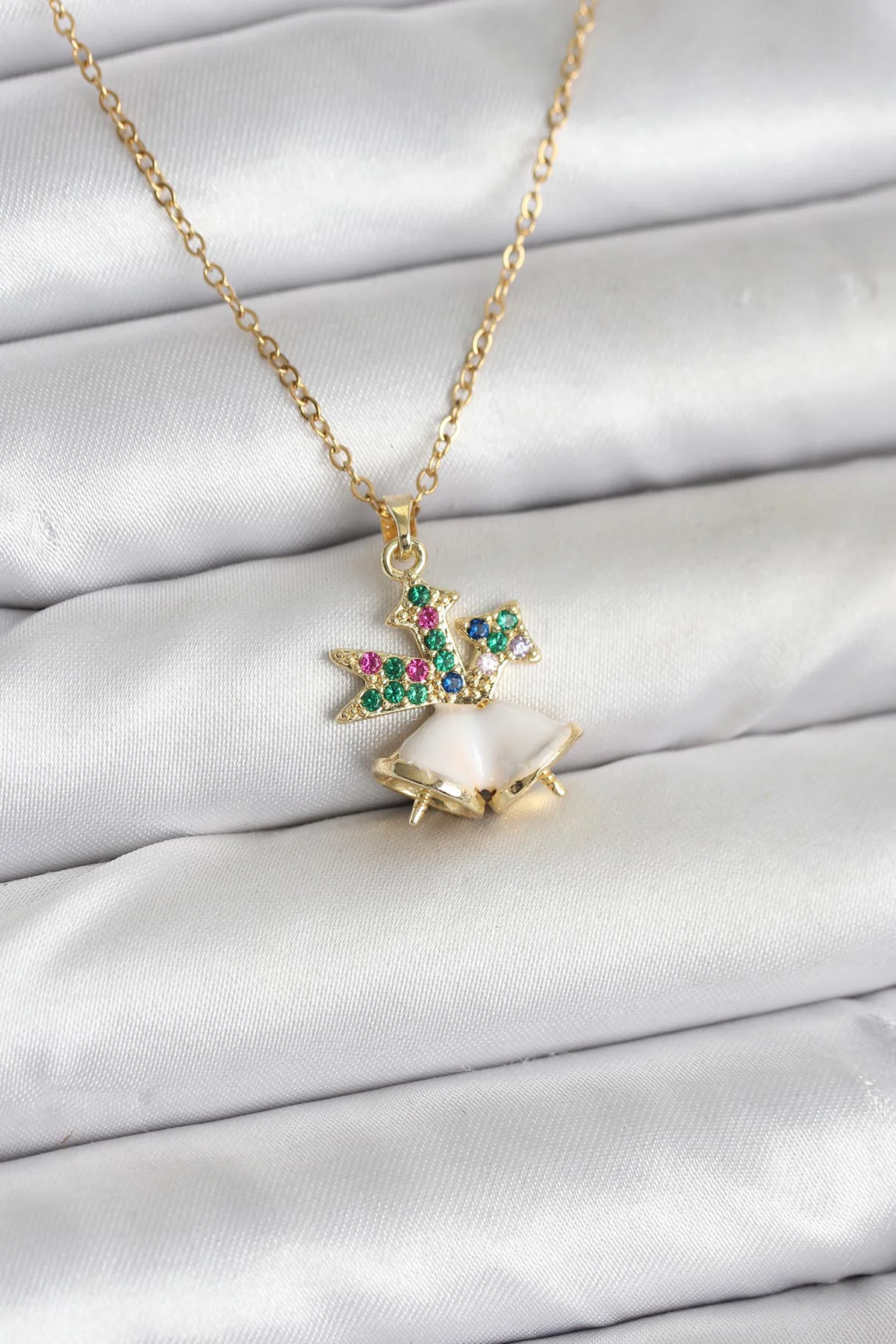 316L Paslanmaz Gold Kolye - Yılbaşı Temalı Bell Model Kadın Kolyesi 45cm