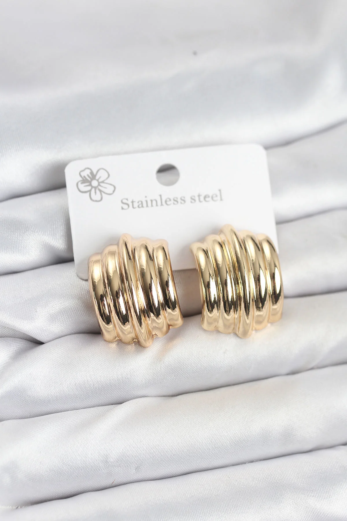 316L Paslanmaz Çelik Vintage Gold Kadın Küpe