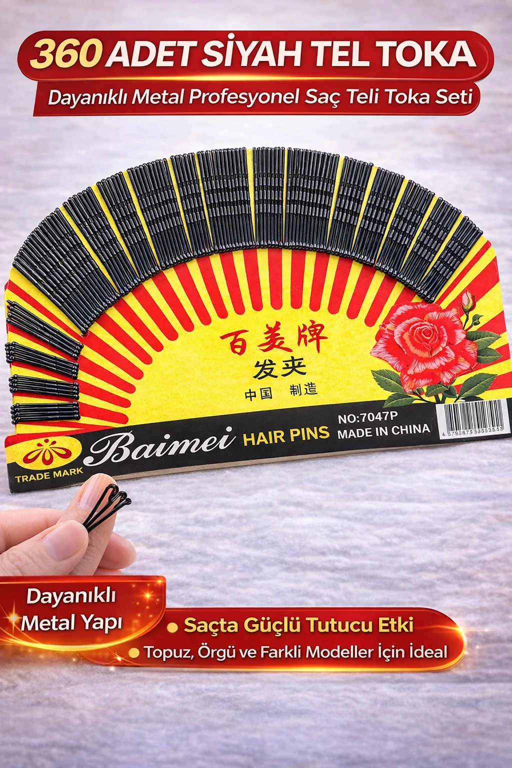 360 Adet Siyah Tel Toka Saç Tokası – Dayanıklı Metal Profesyonel Saç Teli Toka Seti