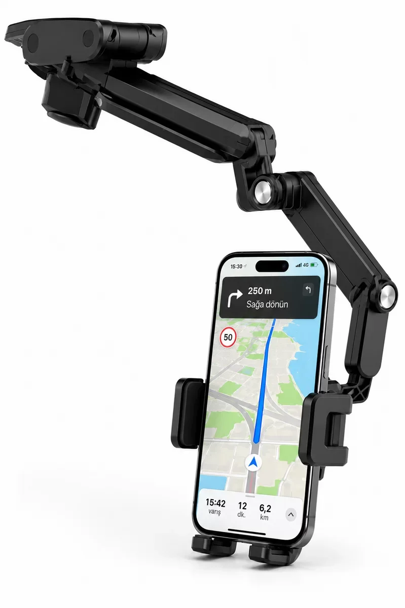 360 Döner Katlanabilir Araç İçi Dikiz Aynası Telefon Tutucu Montajlı