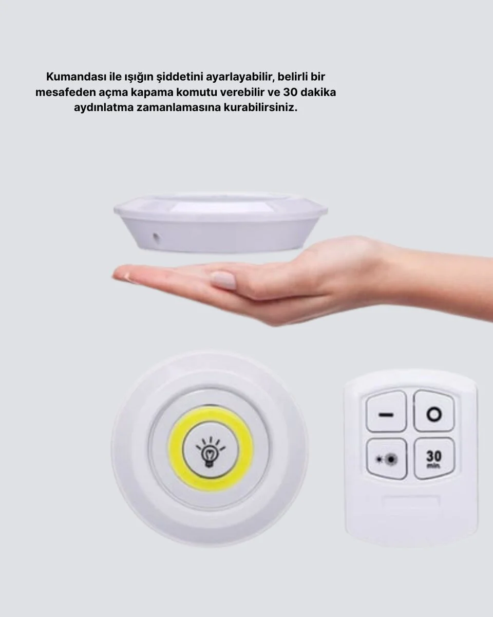 3’lü Kumandalı Spot LED Aydınlatma - Kablosuz, Enerji Tasarruflu ve Dekoratif