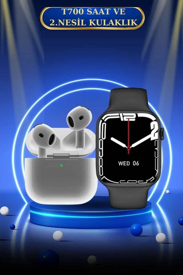 3.Nesil TWS Bluetooth Kulaklık ve Akıllı Saat - Sesli Görüşme, Dokunmatik Ekran ve Spor Modları