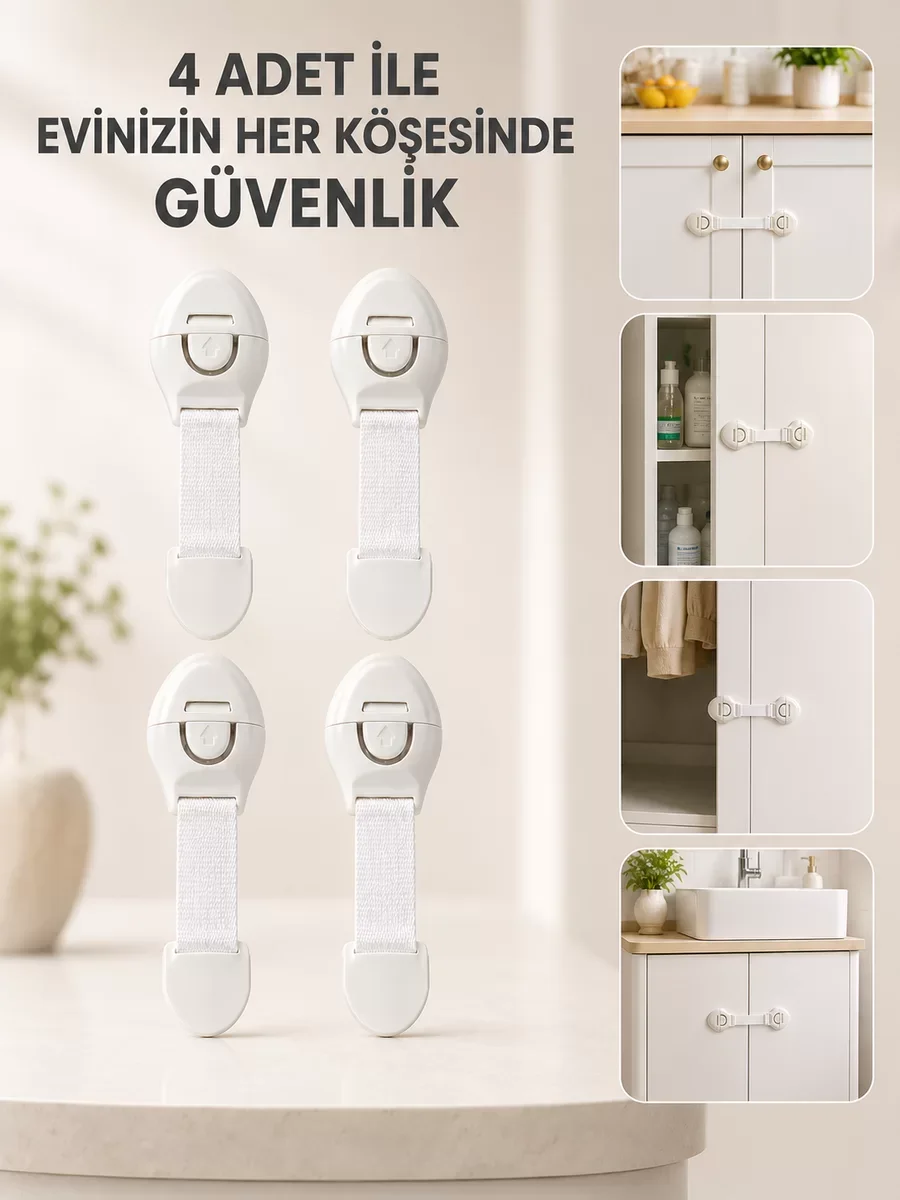 Northcity 4 Adet Çok Amaçlı Çocuk Güvenlik Kilidi - Dolap, Çekmec