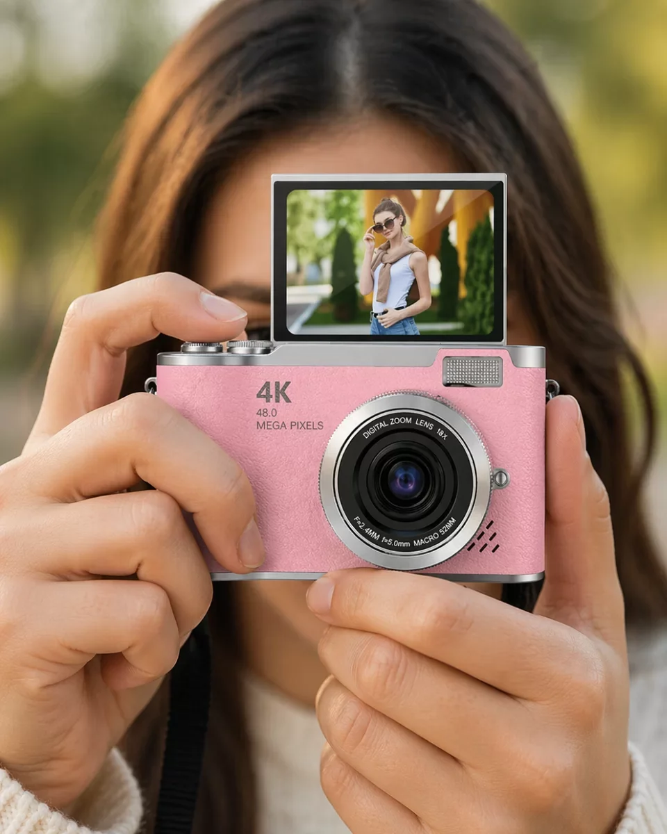 48 MP Vlog Kamera 1080P Video Flip Screen Selfie Kamera - Uzun Pil Ömrü