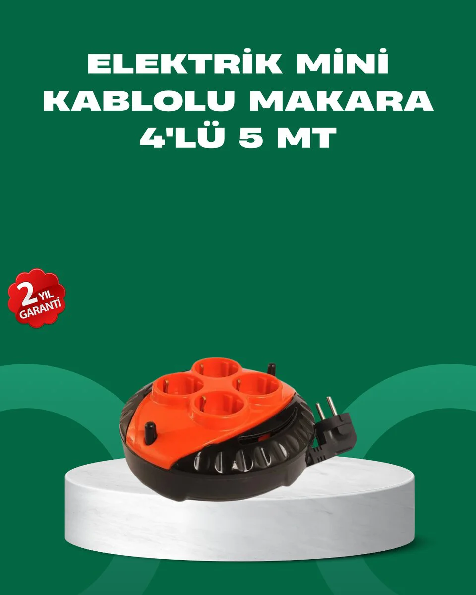 Northcity 5 Metre Kablolu 4'lü Kırmızı Priz Makarası - CE Onaylı 