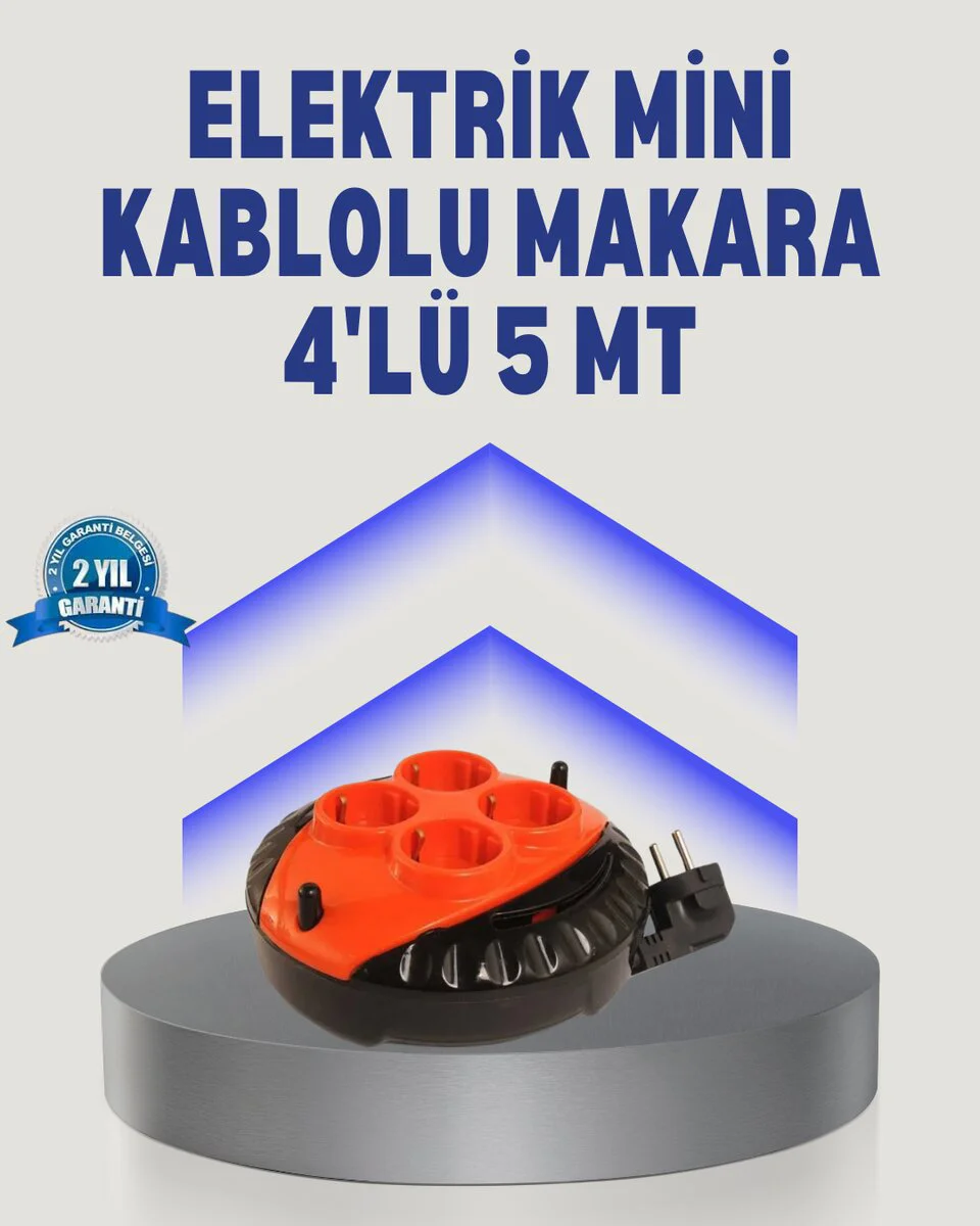 Northcity 5 Metre Uzatma Kablolu 4 Prizli Makara Kırmızı - CE Bel
