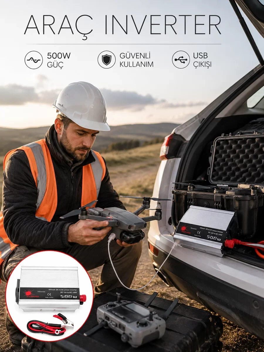 500W Taşınabilir Araç İnvertörü - Seyahatlerde Elektronik Cihazlarınız İçin Güvenli Güç Kaynağı