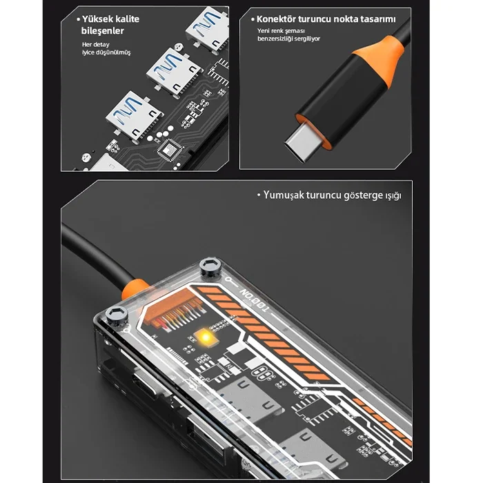 Northcity 5in1 Type-C Hub - 100W PD, 4K HDMI, Ethernet, USB 3.0/2