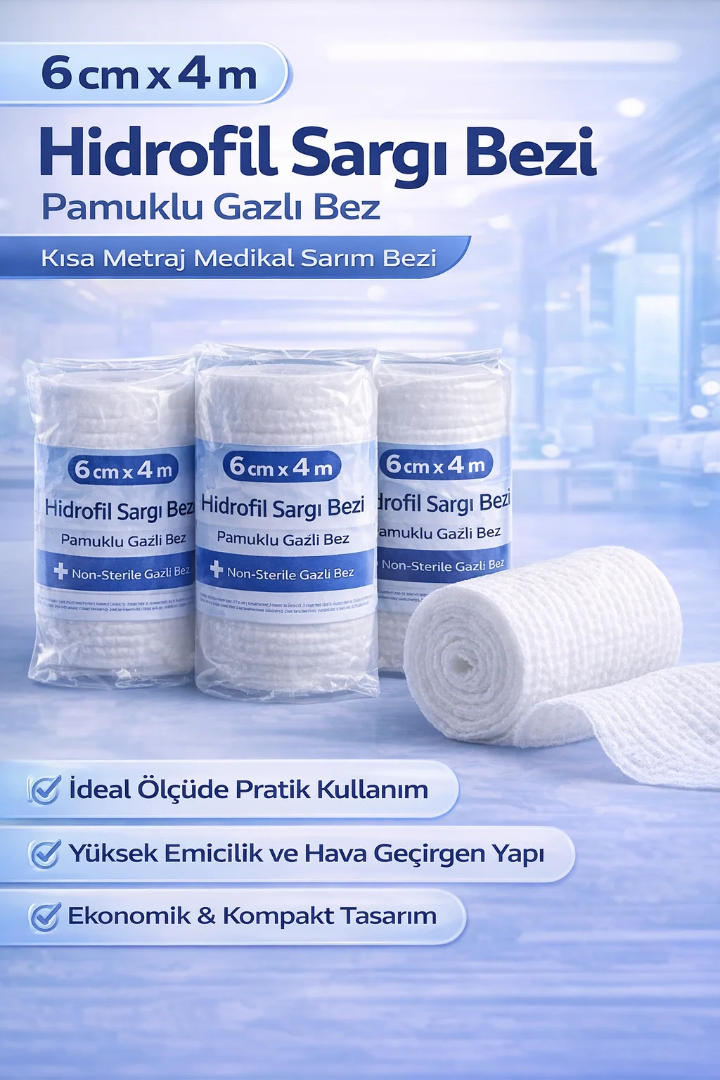 Northcity 6 cm x 4 m Hidrofil Sargı Bezi 5 Adet - Medikal Sarım B