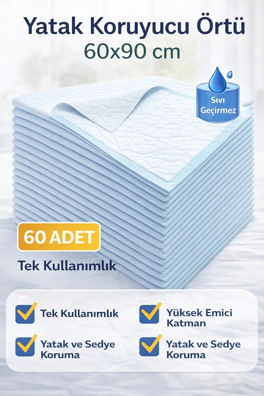 Northcity 60x90 cm Sıvı Geçirmez Hasta Altı Bezi - 60 Adet Tek Ku