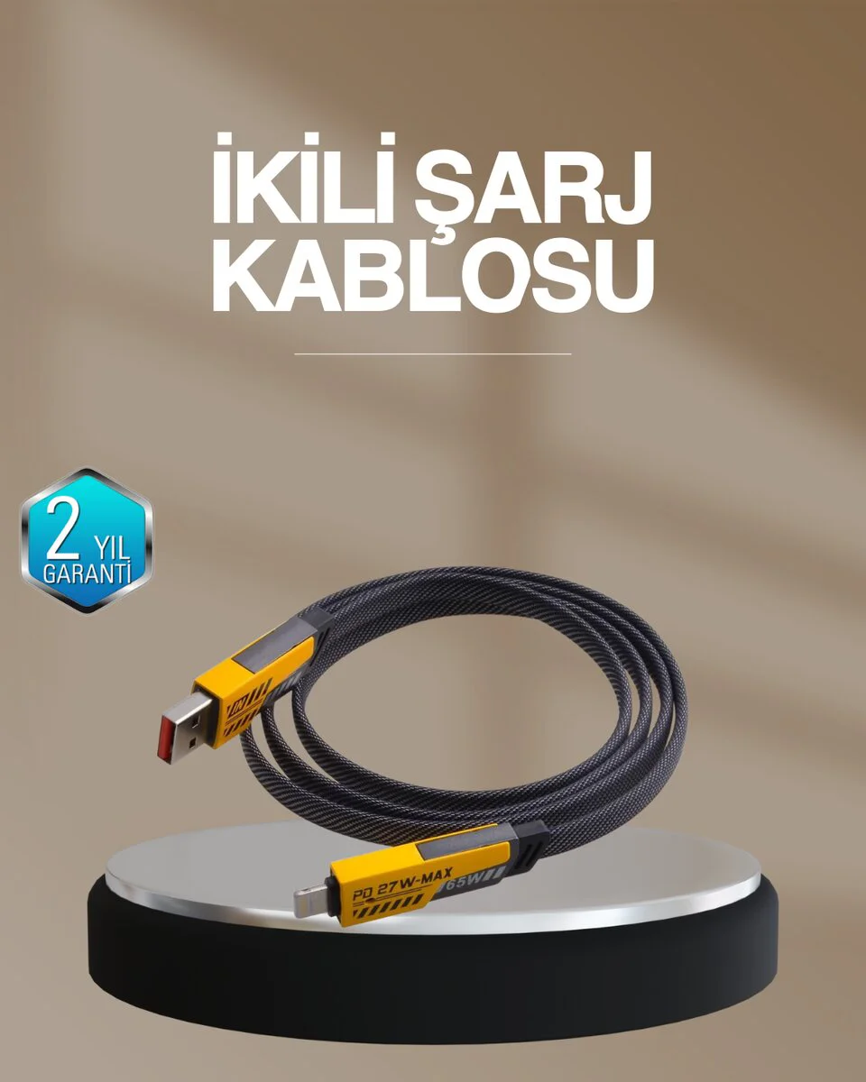 Northcity 65W Örgülü USB-C & USB-A Çoklu Şarj Kablosu - Hızlı Şar