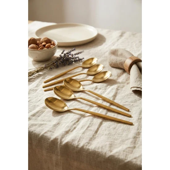 Northcity 6'lı Lüks Gold Paslanmaz Çelik Yemek Kaşığı Seti (21 cm