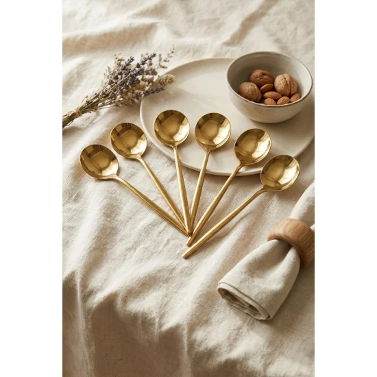 Northcity 6'lı Lüks Gold Paslanmaz Çelik Yemek Kaşığı Seti (21 cm