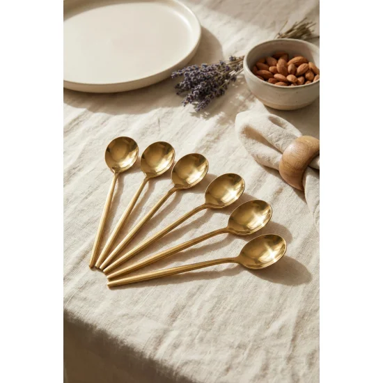 Northcity 6'lı Lüks Gold Paslanmaz Çelik Yemek Kaşığı Seti (21 cm