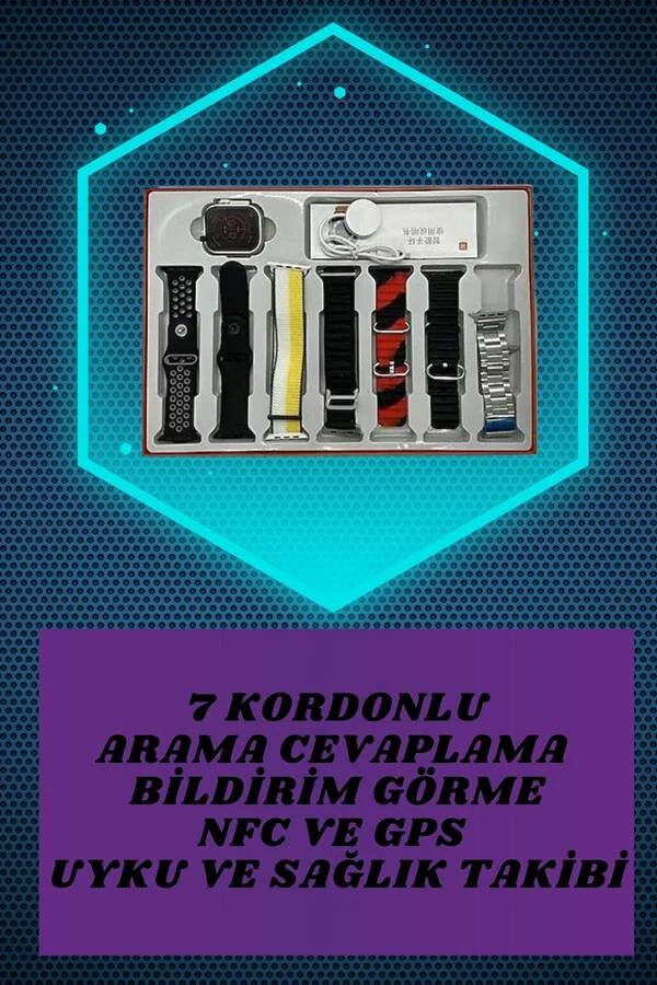 7 Kordonlu Akıllı Saat ve Aynalı Bluetooth Kulaklık Powerbank - Suya Dayanıklı Akıllı Saat ve ANC Kulaklık