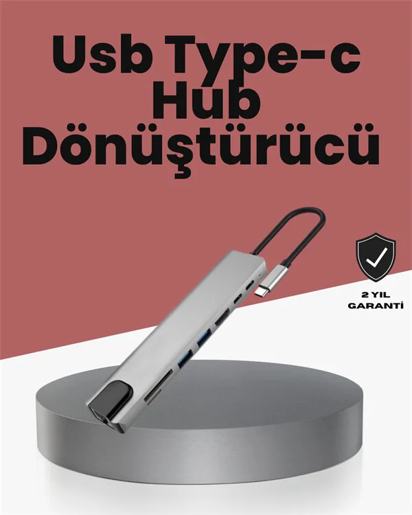 Northcity 8 in 1 Type-C HDMI & Ethernet Adaptörü - 4K 30Hz Alümin