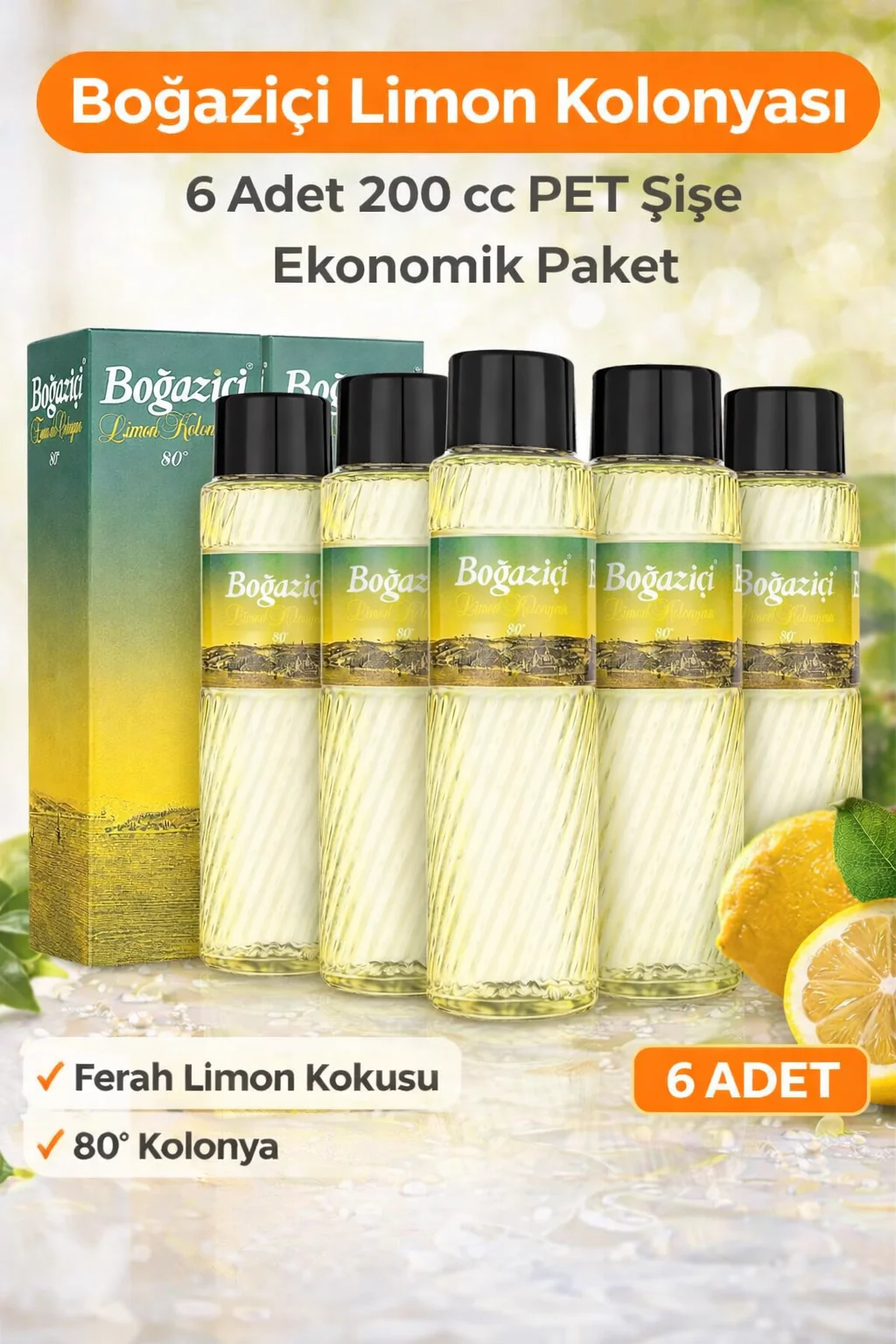 Northcity 80° Limon Kolonyası 200 cc 6'lı Paket - Fırsatlı & Prat