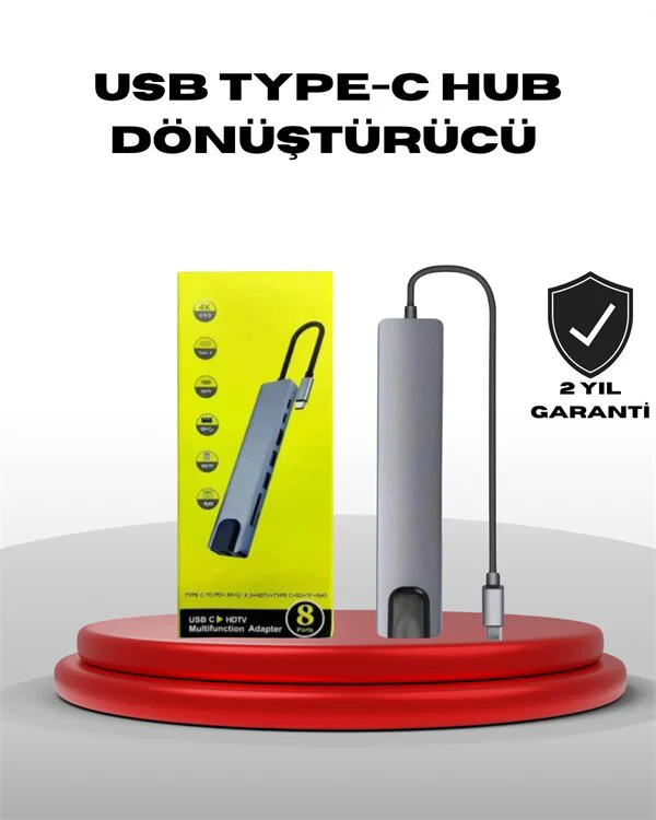 Northcity 8‑in‑1 USB‑C Çoklu Port Hub - 4K HDMI Çıkışlı, Gigabit 