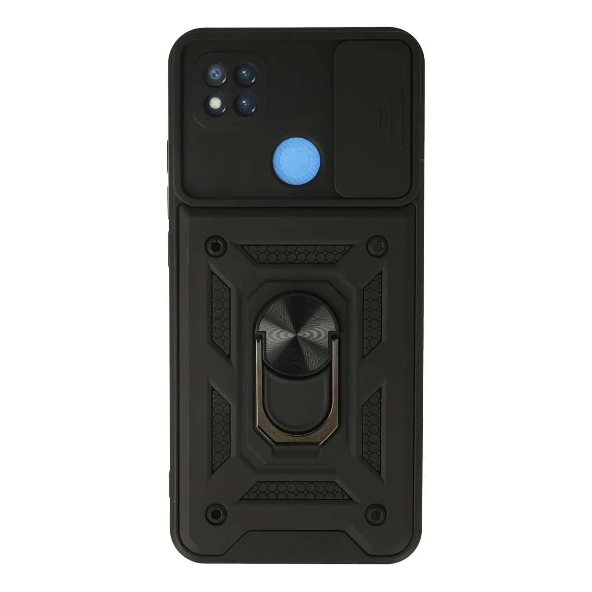 Northcity 9C Kılıf Silikon Pars Lens Yüzüklü Siyah - Kamera Koruyucu ve Standlı Kılıf