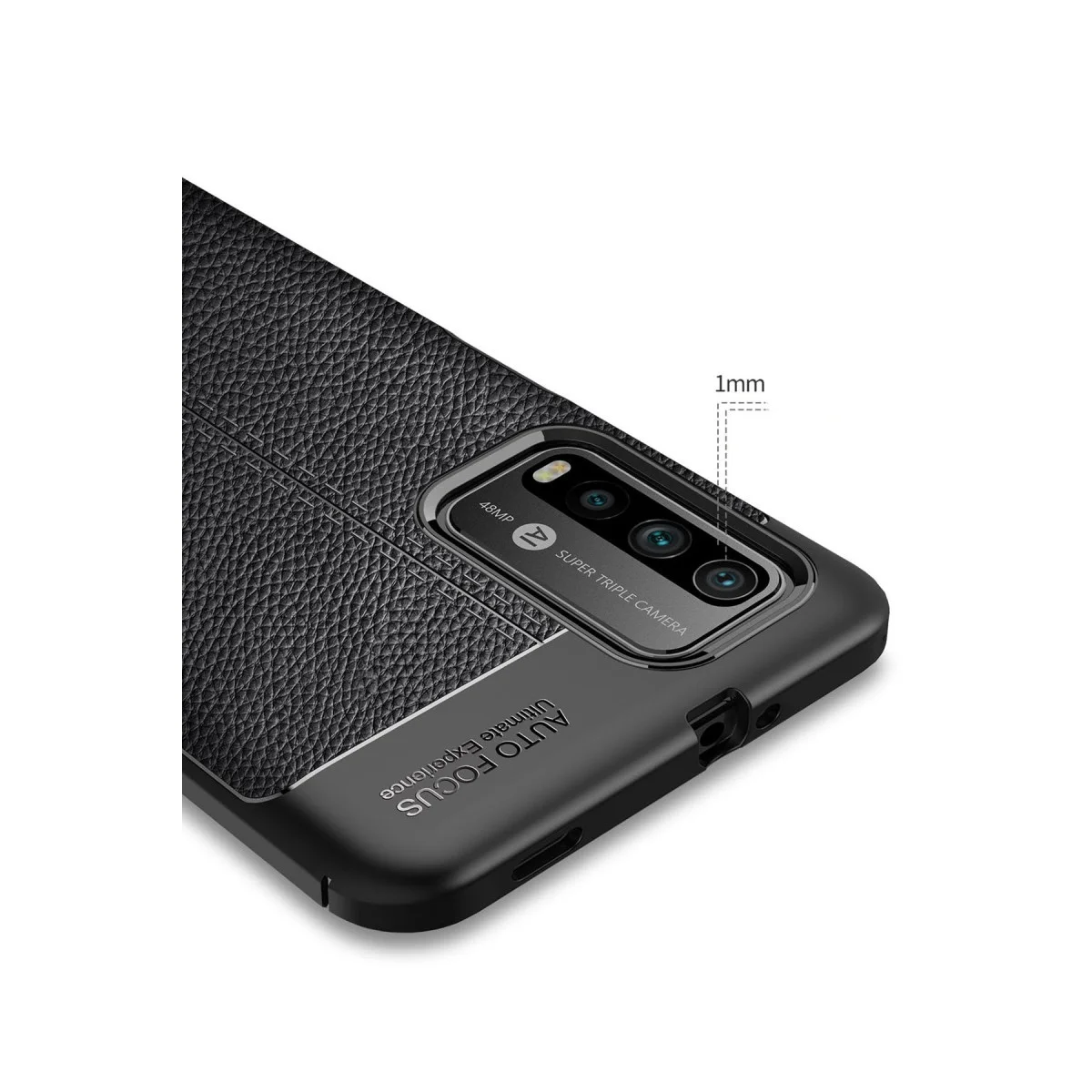 Northcity 9T Kılıf Auto Focus Kapak - Siyah Premium TPU Deri Dokulu Hafif Koruyucu