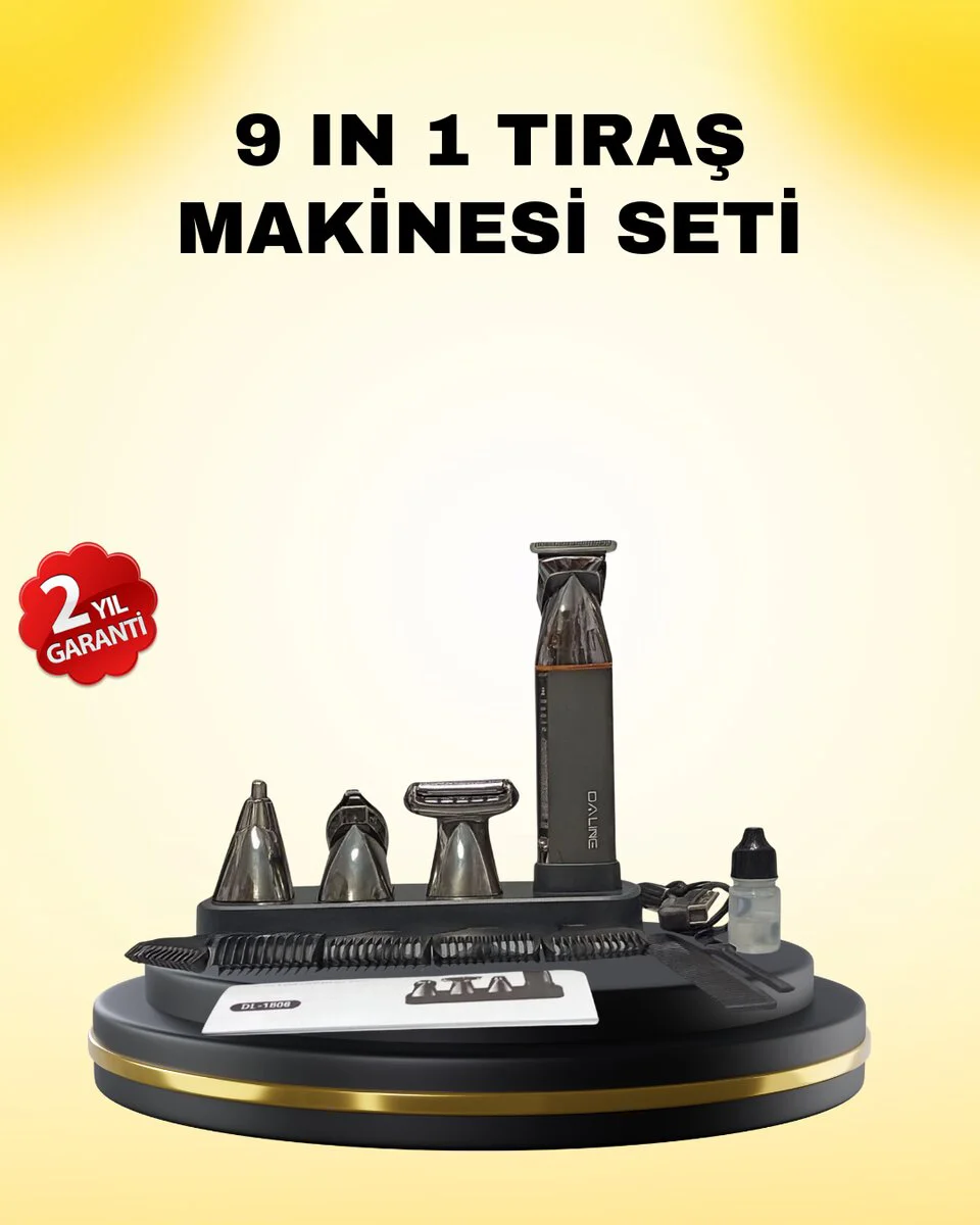 9’u 1 Arada Bakım Seti: Güçlü Motorlu Saç, Sakal, Burun ve Kulak Tüy Tıraş Makinesi