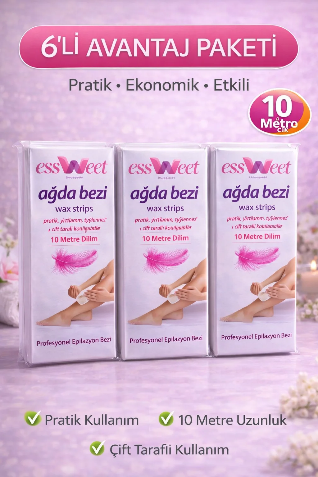 Northcity Ağda Bezi 10 Metre Dilim Çift Taraflı Yırtılmaz Ağda Ba