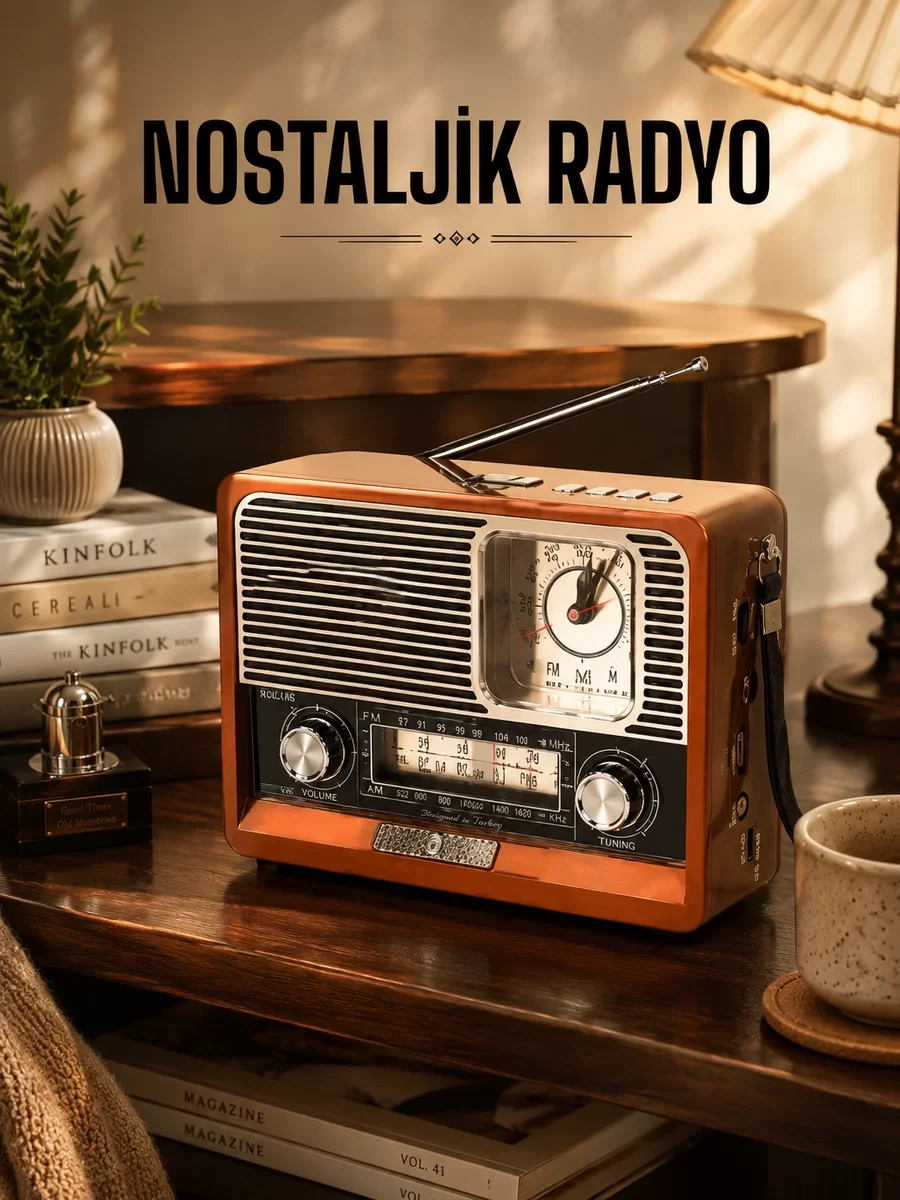 Ahşap Görünümlü Retro Bluetooth Radyo - Müzik Kutusu, USB & SD Kart Destekli