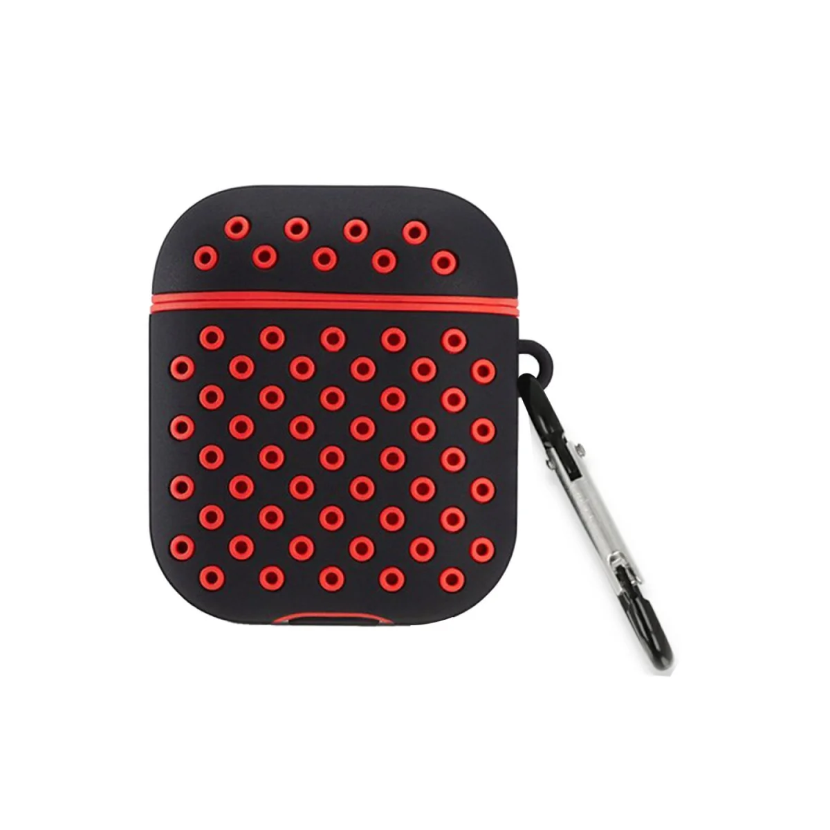 Northcity Airpods 3 Spor Delikli Kılıf Siyah-Kırmızı - Asılı Kullanım İçin Dayanıklı Koruyucu (3.Nesil Uyumlu)