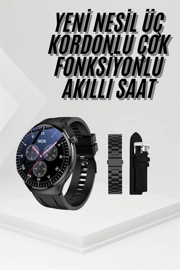 Northcity Akıllı Saat Amoled Ekran Metal Deri Kordon Sağlık Takib