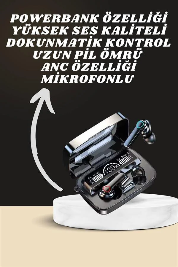 Akıllı Saat ve Powerbank Kulaklık Seti - 7 Kordonlu M19 Bluetooth Kulaklık ve 2.09 inç Ekranlı Akıllı Saat