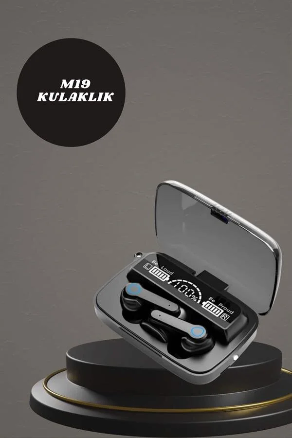 Akıllı Saat ve Powerbank Kulaklık Seti - 7 Kordonlu M19 Bluetooth Kulaklık ve 2.09 inç Ekranlı Akıllı Saat