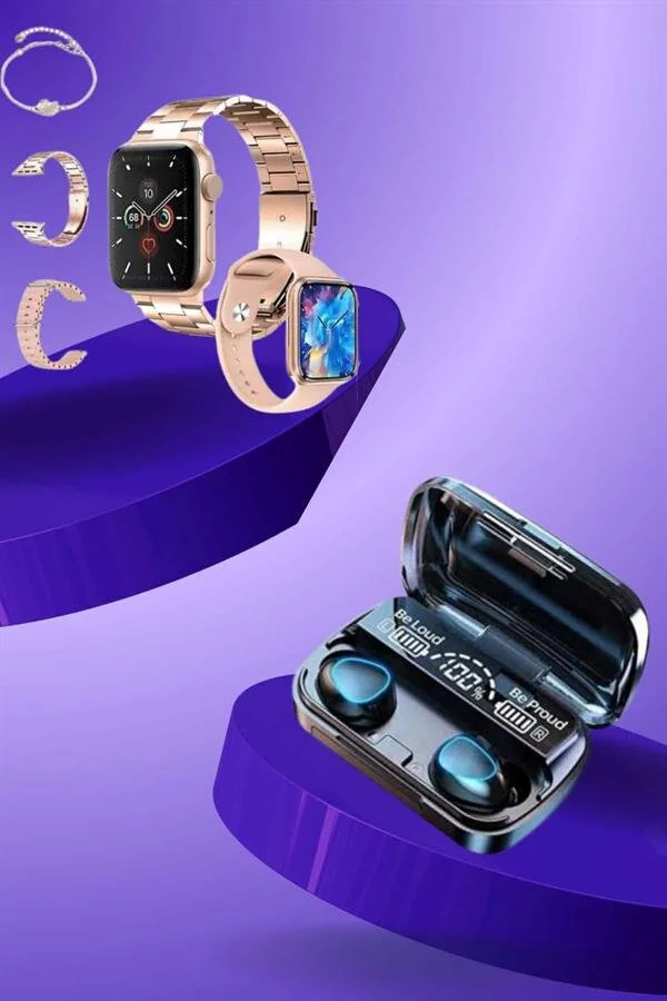Akıllı Saat ve Bluetooth Kulaklık Seti - Kadın Mini Akıllı Saat 41mm AMOLED, 117 Spor Modu ve 16 Saat M10 Kulaklık Powerbankli