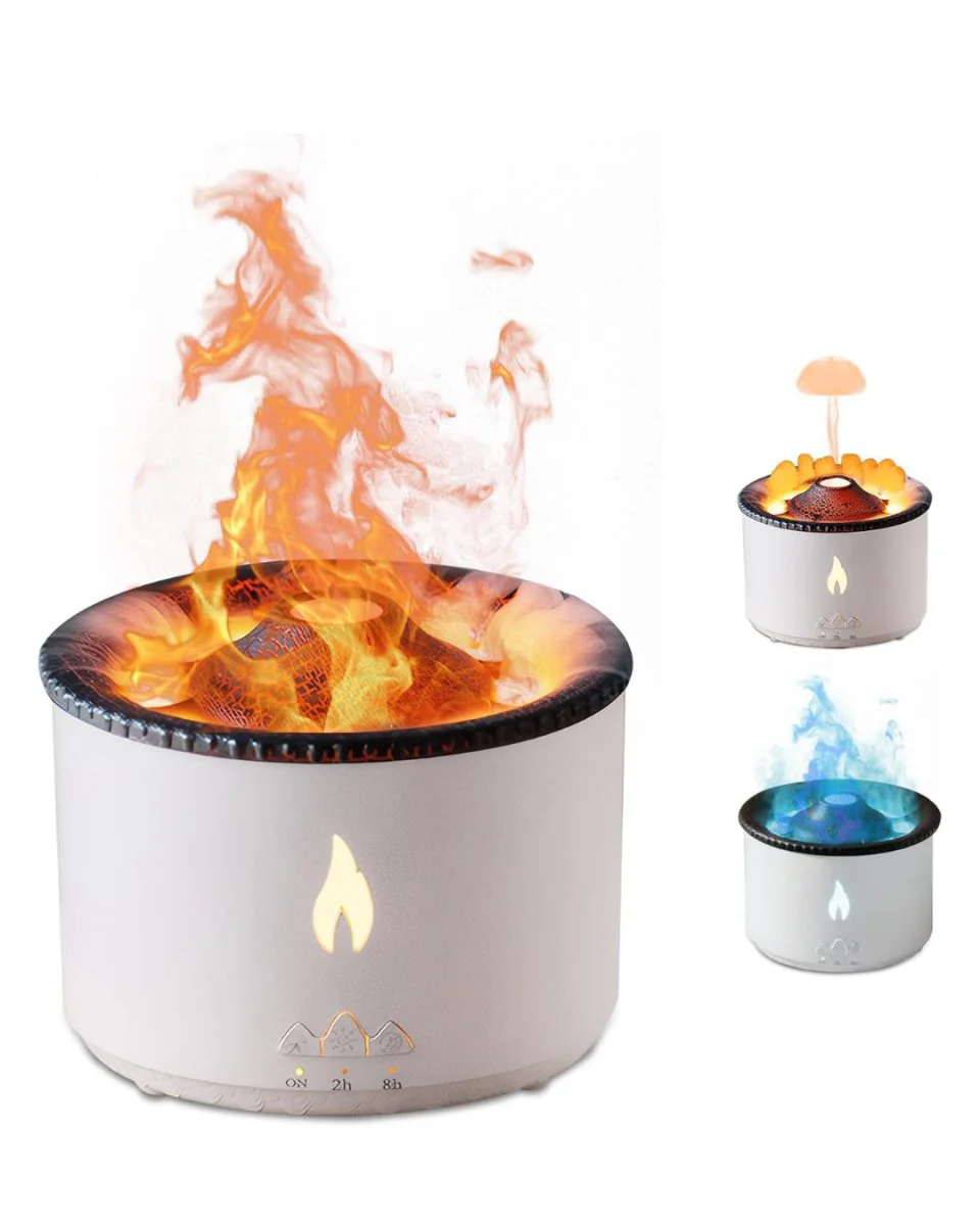 Alev Görünümlü Ultrasonik Difüzör - Ev İçin Evrimsel Nemlendirici ve Aroma Terapi Cihazı