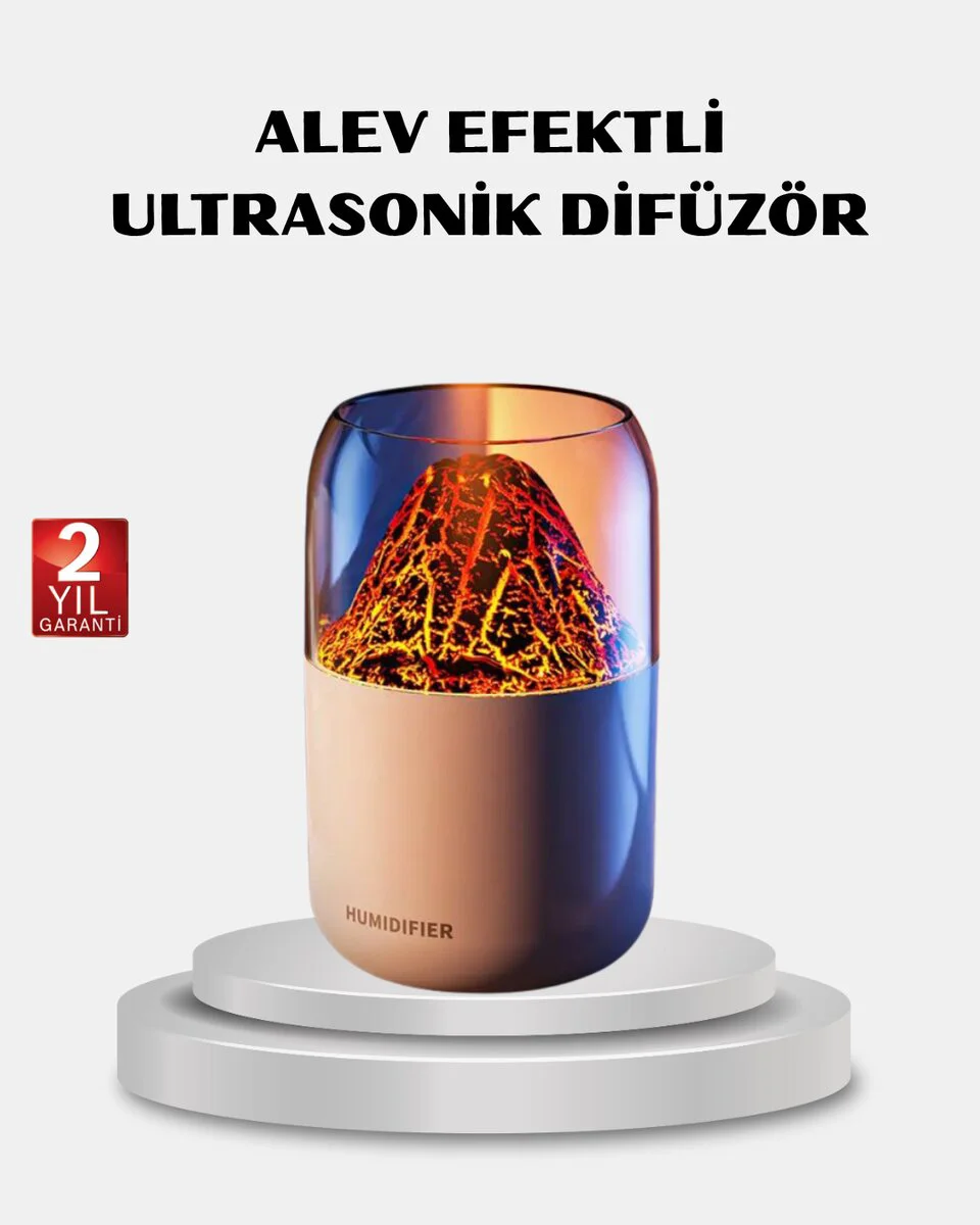 Alev Işıklı Ultrasonik Hava Nemlendirici | Sessiz Çalışır, 280ml ve USB Şarjlı