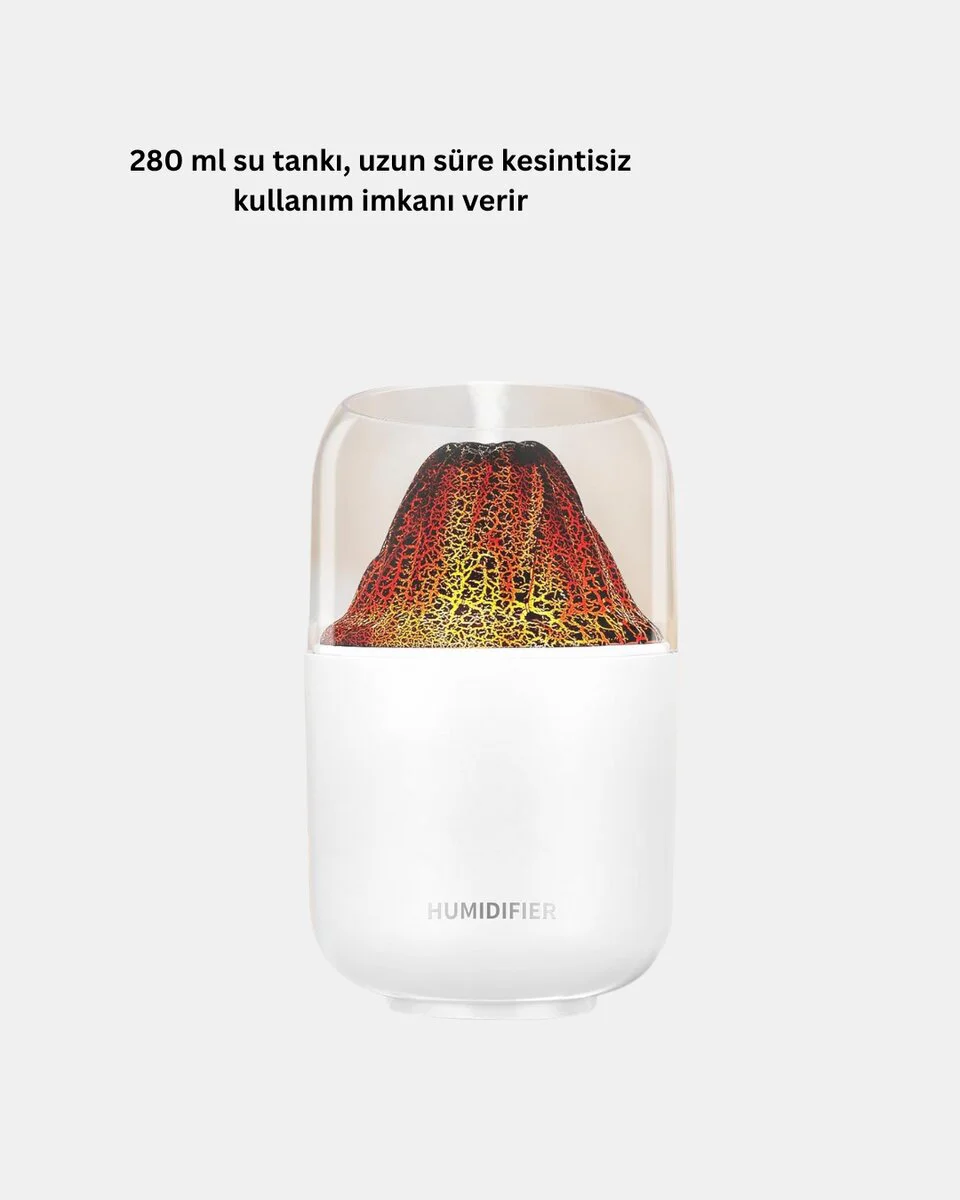 Alev Işıklı Ultrasonik Hava Nemlendirici | Sessiz Çalışır, 280ml ve USB Şarjlı