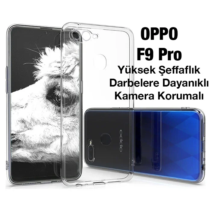 Ally OPPO F9 Pro Kılıf Kamera Korumalı Ultra İnce Şeffaf Silikon Kılıf